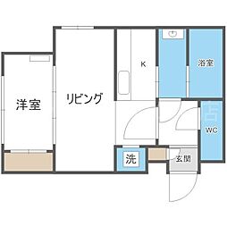 フェリオ豊平 1LDKの間取図画像