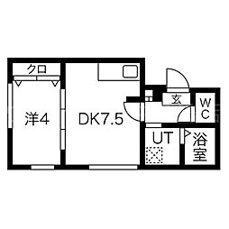 ラフィーネ豊平公園3 1DKの間取図画像