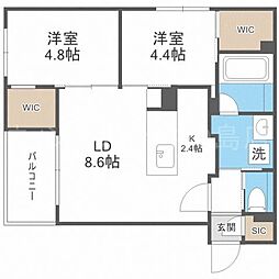 LiveCasa白石 2LDKの間取図画像