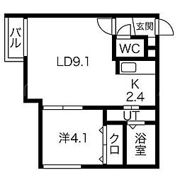 ヴィラオランジュマム 1LDKの間取図画像