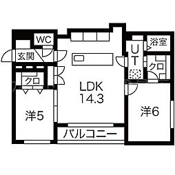 GALUSIA 2LDKの間取図画像