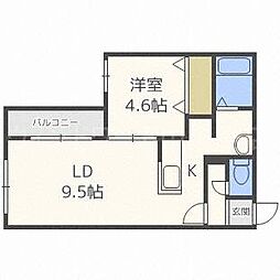 ブロサム桑園 1LDKの間取図画像