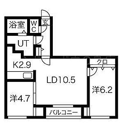 Nuovo・storiaest 2LDKの間取図画像