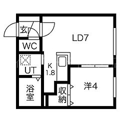 エクセル学園前 1LDKの間取図画像