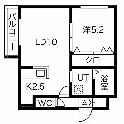 クラリス東札幌2 1LDKの間取図画像