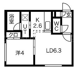 Alegria南8条 1LDKの間取図画像