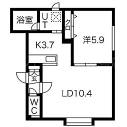 アイリス菊水 1LDKの間取図画像
