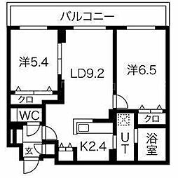 平岸リバーサイド 2LDKの間取図画像