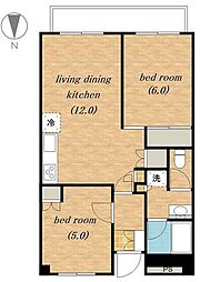 メゾン芦花 3階2LDKの間取り