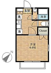 ラ・ペリエール 1Kの間取図画像