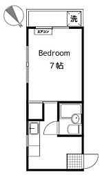 コーポムサシ1 1Kの間取図画像