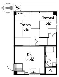 伏見ハイツ 2DKの間取図画像