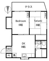 メゾンカラタチ 2DKの間取図画像