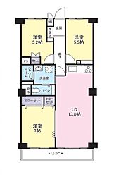 東千葉ハイツ1号棟 3LDKの間取図画像