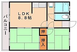 ヒルズ柏の森 2DKの間取図画像