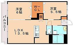 ローレンコート 4階2LDKの間取り