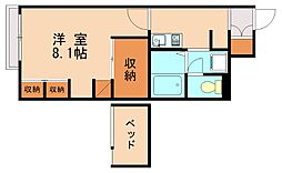レオパレスまほろば 1Kの間取図画像
