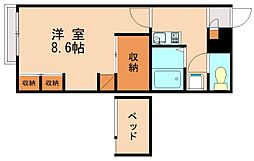 レオパレスカサマツ 1Kの間取図画像