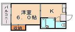 コーポサクセスブルー 1Kの間取図画像