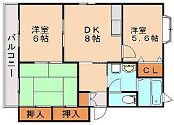 メゾン・ド・マルシェA棟 3DKの間取図画像