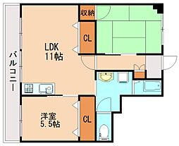 花宅ビル 2LDKの間取図画像