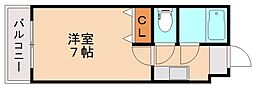 フラット2古賀 1Kの間取図画像