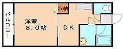 ライフステージ川津A 1DKの間取図画像