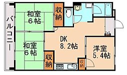 クイーンハイツ・幸袋 3DKの間取図画像
