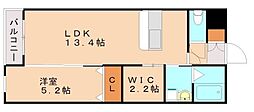 グランドゥール有安 1LDKの間取図画像