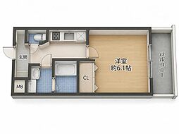 エステムコート名古屋黒川シャルマン 1Kの間取図画像