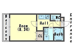 阪急京都本線 正雀駅 徒歩9分の賃貸アパート 1階1Kの間取り