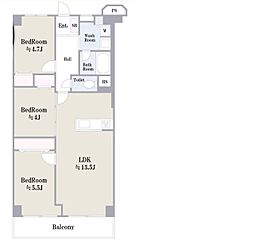 日商岩井草加マンション 3LDKの間取図画像
