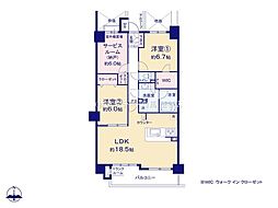 ジェイパーク北千住モナクレイス 2SLDKの間取図画像