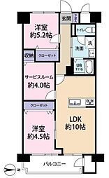 いづみハイツ竹の塚 2SLDKの間取図画像