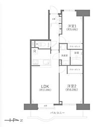 竹の塚ガーデンハウス 2LDKの間取図画像