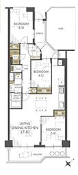 パークハイツ越谷D棟 3LDKの間取図画像