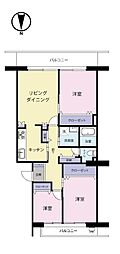 グリーンアベニュー谷塚12号棟 3LDKの間取図画像
