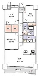 オーベル越谷南 2SLDKの間取図画像