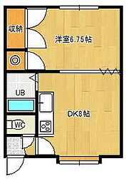 マルシゲハイツ泉1 1DKの間取図画像
