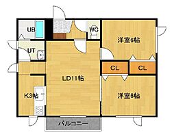 スイングラピュタ 3階2LDKの間取り