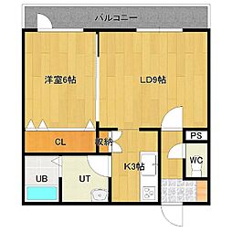 シャイニングラピュタ 3階1LDKの間取り