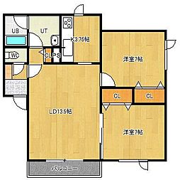 フェリーチェラピュタN 2LDKの間取図画像