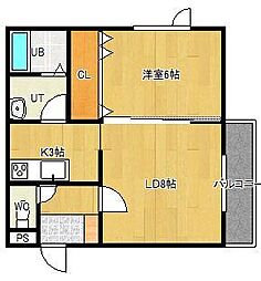 スイングラピュタ 1階1LDKの間取り