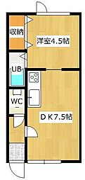 アーバンライフ1 1DKの間取図画像