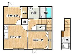 クオーレ 1LDKの間取図画像