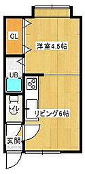 NorthWest 1DKの間取図画像