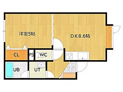 アイビス青葉 1DKの間取図画像