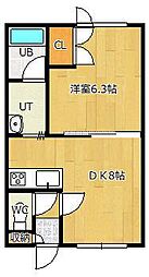 コーポプリムラ1 1DKの間取図画像