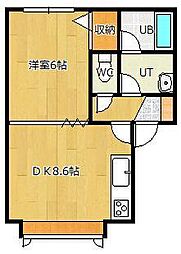 アイビス東陵 1DKの間取図画像