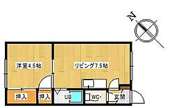 コーポ柏陽 1DKの間取図画像